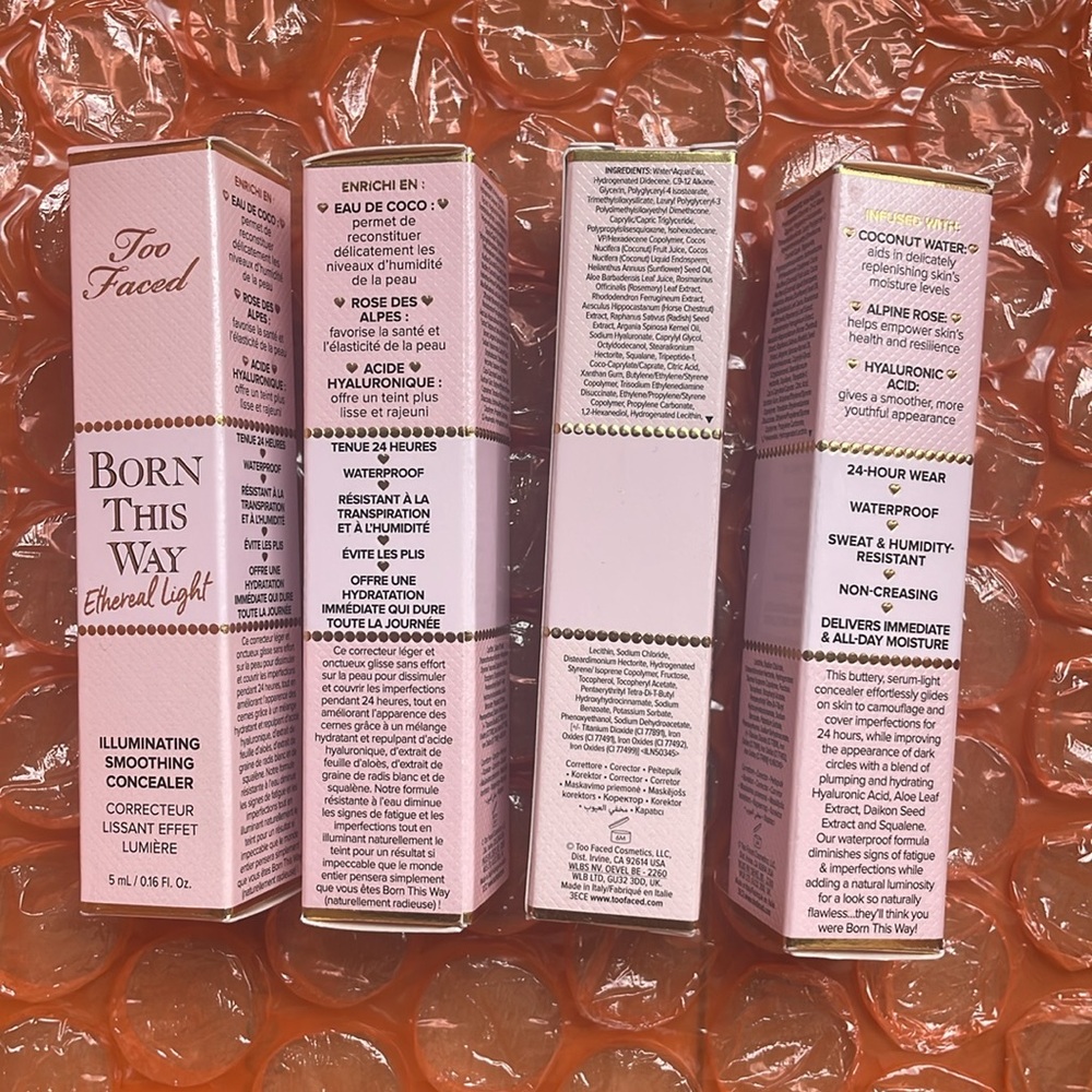 •Lot of 4• NIB Too Faced Born This Way Ethereal Light Concealer, Shade Honeybun - Picture 3 of 9